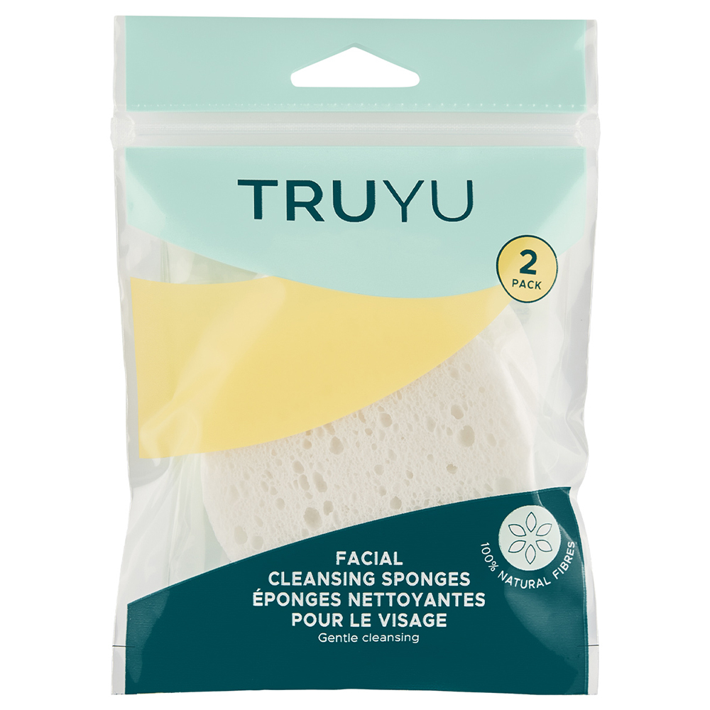 트루유 TRUYU 세안용 스폰지(2개입) 민감한 피부도 사용할 수 있는 세안용 스폰지로 부드럽게 메이크업을 지우거나 각질을 제거합니다.